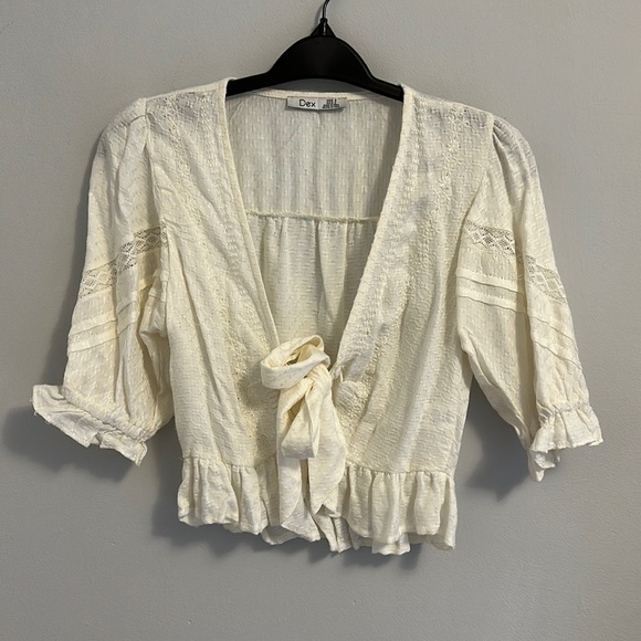 Dex Puff Sleeve Tie-Front Blouse NWOT - Picture 3 of 6